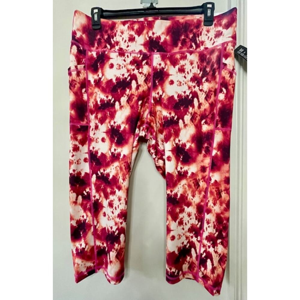 Ideology High-Rise Crop Leggings Red/Pink Tye Dye 2X